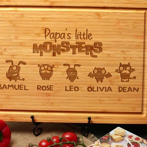 Funny Monster Design Cutting Board, Cute Gift For Fathers Day, Daddy Birthday Gift Idea, Unique Gift For Dad, Engraved Papa Gift Kids
