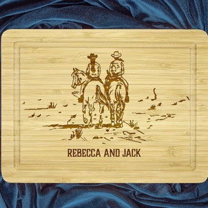 Cowboy Cutting Board, Cowboy and Cowgirl Board, Horse Cutting Board, Horse Decor gift, Western Decor Gift, Horse Lover Gift, Equestrian Gift