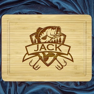 Fishing Cutting Board, Personalized Hunting Cutting Board, Fisherman Cutting Board, Fishery Cutting Board, Engraved Board gift, Dad Fishing