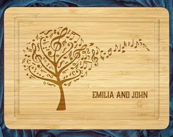 Music Note Tree Cutting Board, Engraved Tree Cutting Board, Music Note Decor, Music Teacher Gift, Music Lovers Gift, Music Tree wedding gift