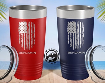 Customized American Flag Tumblers, Engraved Patriotic Tumbler, 4th of July Tumbler, Gift for Soldiers, Memorial Day Gift, Independence Day