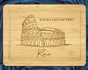 Rome Cutting Board, Housewarming Gift, Personalized Cutting Board, Wedding Gift for Couple, Custom City Gift, Wooden Bamboo Board
