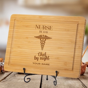 Nurse By Day Chef By Night Cutting Board, Kitchen Gift For Nurse, Nurse Kitchen Decor, Cooking Gift For Nurse, Personalized Nurse Gift