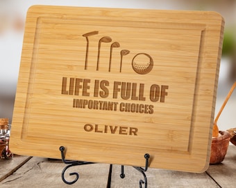 Life is Full of Important Choices Cutting Board, Personalized Golf Decor, Funny Golf Gift, Golf Home Decor, Gift For Golf Lover, Golfer Gift
