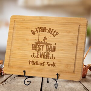 O-Fish-Ally Best Dad Ever Cutting Board, Funny Gift For Fathers Day, Birthday Gift For Dad, Personalized Gift For Dad, Dad Home Decor