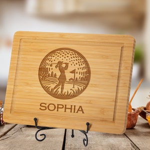 Golf Girl Cutting Board, Female Golfer Serving Board, Personalized Golf Gift, Golf Girl Home Decor, Gift For Golf Lover, Unique Golfer Gift