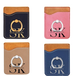 Cartera de cuero personalizada para teléfono con anillo, Cartera para teléfono celular, Cartera para iPhone, Tarjetero, Estuche para teléfono grabado, Cartera de cuero para tarjetas