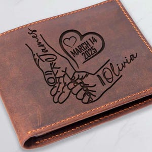 Cartera grabada para papá con hijos, choque de puños familiar, regalo divertido para papá para el Día del Padre, idea de regalo para el Día del Padre para el esposo, regalo único para papá