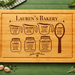 Kitchen Conversions Cutting Board, Personalized  Wooden Bamboo Cutting Board, Cooking Gifts, Kitchen Gift for Chef, Baking Gifts for Mom
