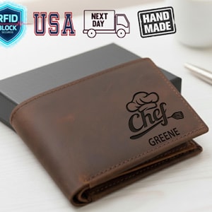 Custom Chef Wallet, Assistant Chef Gift, Grilling Dad Gift, Culinary Student Gift, Gifts for Head Chef, Cooking Lover Wallet, Cooking Gift
