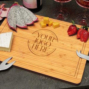 Custom Kitchen Cutting Boatd with Your Logo, Personalized  Wooden Bamboo Cutting Board, Reusable Kitchen Promotional Cutting Board