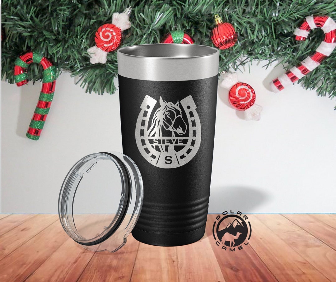 Personalized Horse Tumbler Horseshoe Tumbler Personalized Etsy