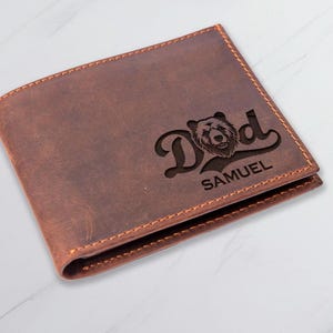 Cartera grabada para papá, cartera personalizada para hombre, regalo para el Día del Padre, regalo para el Día del Padre, regalo para papá de un niño, regalo de Navidad para papá, regalo para papá
