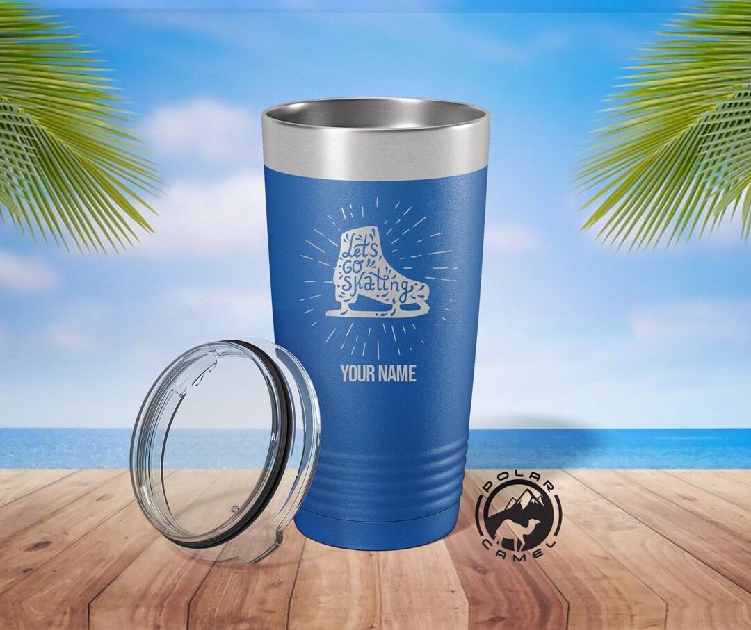 Lets Go Skating Tumbler, Ice Skate Tumbler, Ice Skating Water Bottle