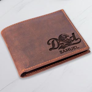 Cartera de cuero para papá, cartera personalizada para hombre, regalo para el Día del Padre, regalo para el Día del Padre, regalo para el padre de los hijos, regalo de Navidad, regalo para el abuelo.