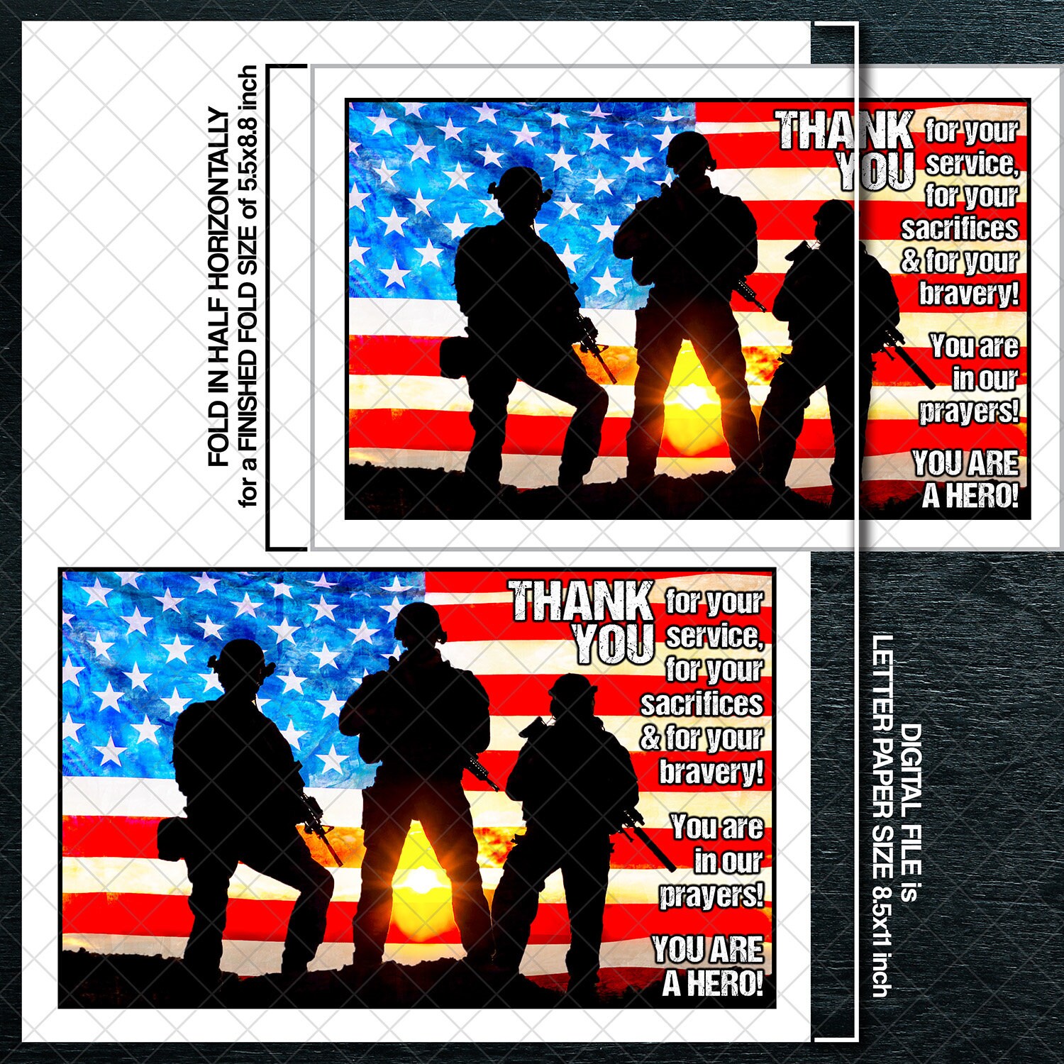 Military Printable Thank You for Your Service Card Military - Etsy