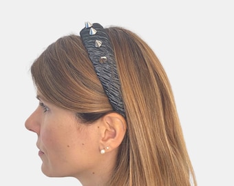Black Studded Headband | Velvet Punk Style Fascinator  display picture 1