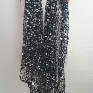 Silver Sequin Black Lurex Crochet Shawl&Shrug Stole,Black Spider Web Boho Evening Occasion Party Accessory,Unique Gift,Black Lurex Hip Shawl