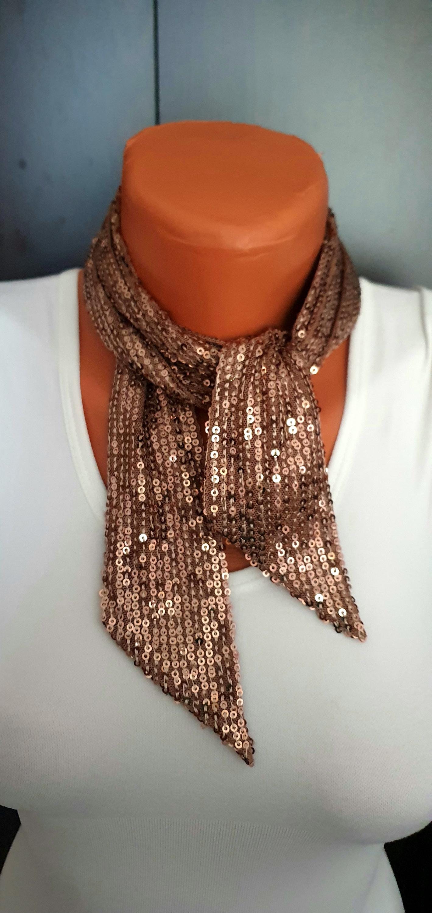 Elegant 32” Gold sequined Tie/Belt Elegant Sequin Belt Women main image 2