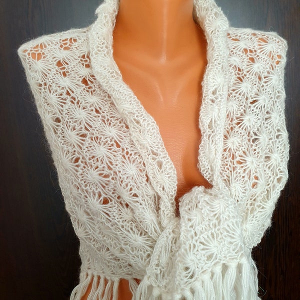 Gift For Her Mother Women's Day Beige Glitter Scarf Shawl Wrap,Triangle Sparkle Soft Scarf Shawl,Occasion Evening Shining Cream Shawl