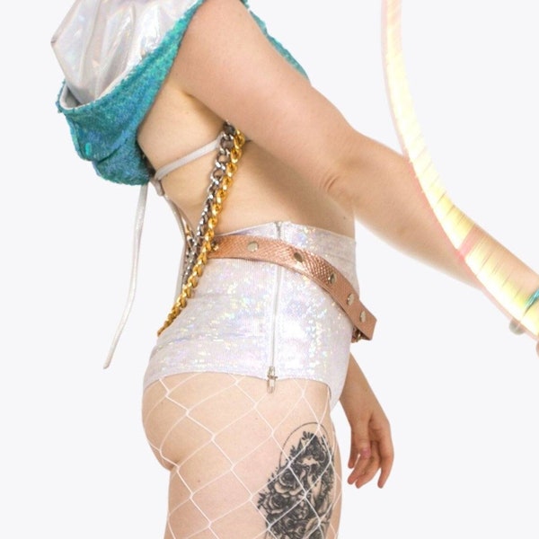 Zip Side Holographic Hot Pants | 13 Colors