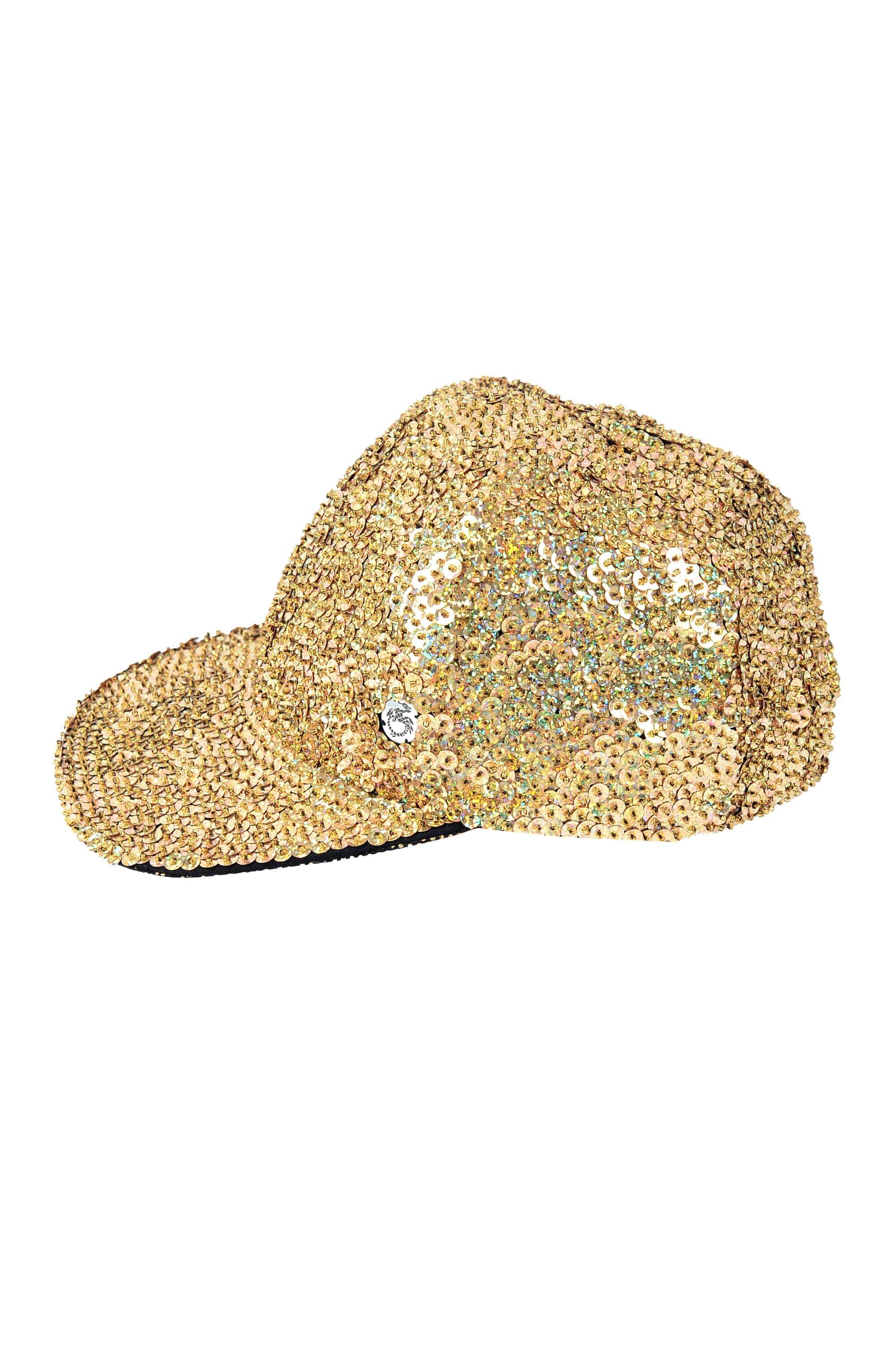 Gold Sequin Cap Gloria Sequin and Rhinestone Cap – Sophia Collection main image 2