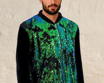 Mens Sequin Bomber Jacket
