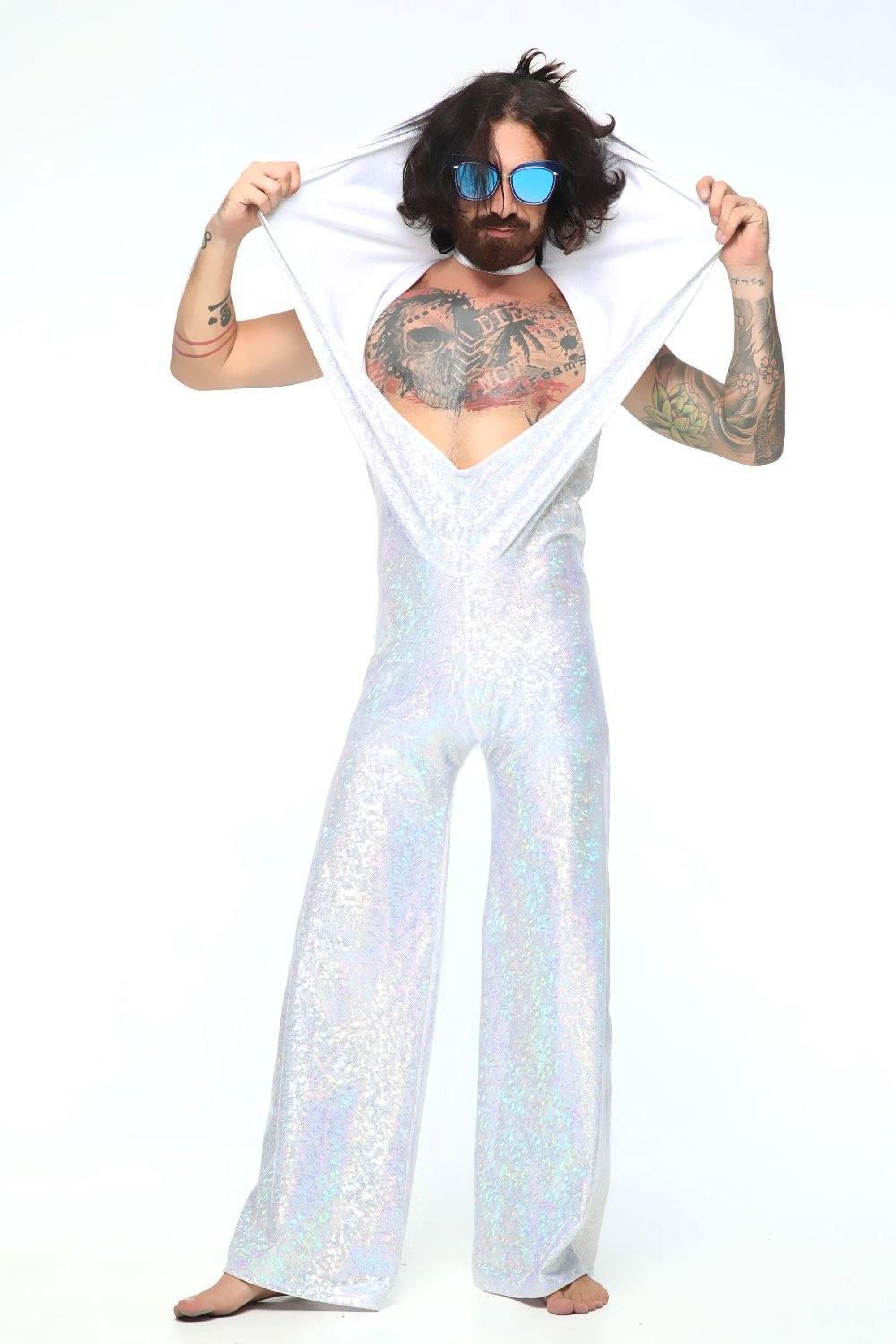 Men’s Holographic Disco Jumpsuit: 25+ Color Shifting Festival Wear ...