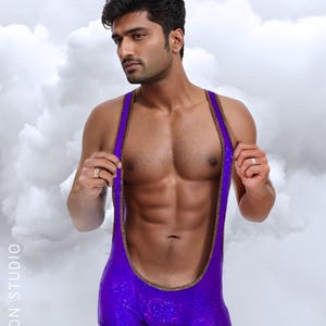 Holographic Men&#39;s Wrestling Singlet - 13 Colors | Festival, Rave, Clubwear, Party Wear, Stagewear, Pride Outfits