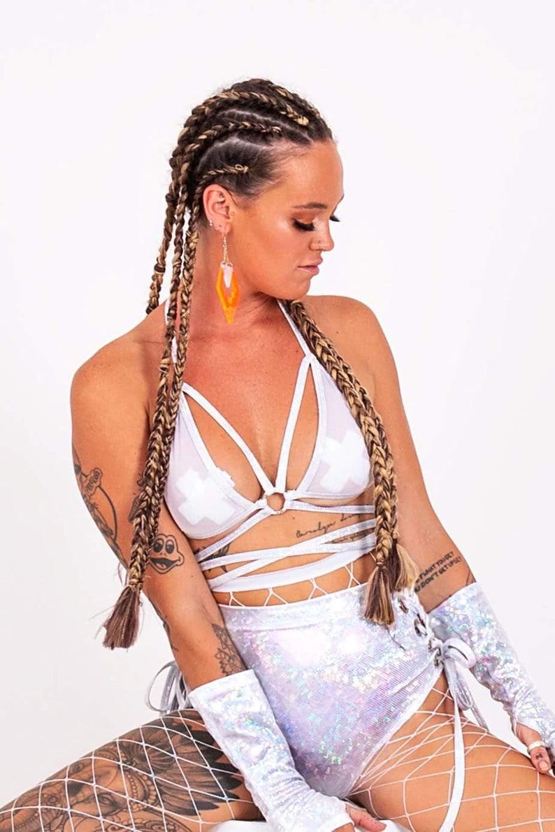 Holografische bootyshort met veters: hoge taille, ravefestivalstijl - 25+ kleuren afbeelding 3