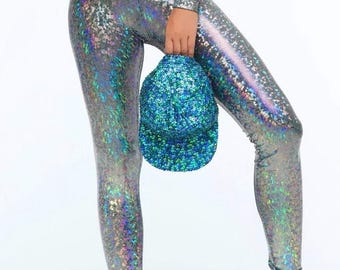 Leggings holográficos asimétricos: cintura plegable, más de 20 colores.