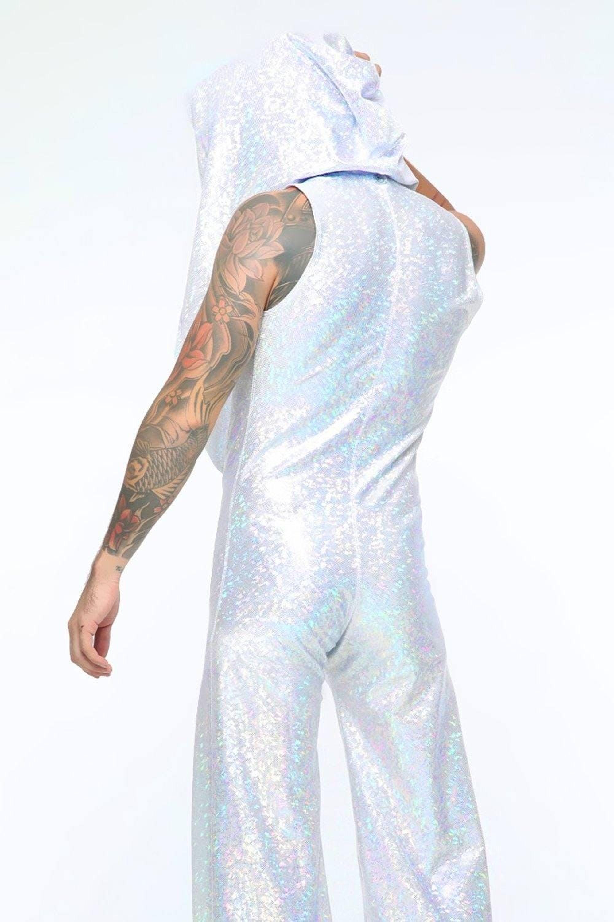 Men’s Holographic Disco Jumpsuit: 25+ Color Shifting Festival Wear ...