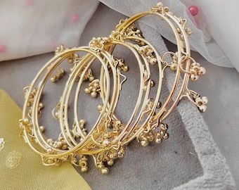 Pakistaanse gouden kleur Ghungroo Churi-armbanden – Indiase Kashmiri-armbanden, set van 8, cadeau-sieraden