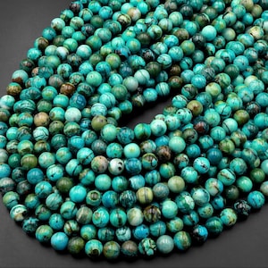 Natural Chrysocolla Beads 6mm 8mm 10mm 12mm 14mm Round Real Natural Blue Green Chrysocolla Gemstone From Arizona 15.5&quot; Strand