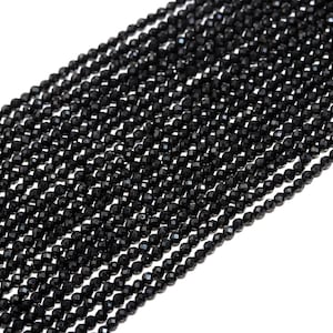 SPECIAL OFFER! AAA Genuine 100% Natural Black Spinel Micro Faceted Round Beads, Size 2mm, 3 mm Black Spinel Beads.