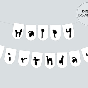PRINTABLE Birthday Banner, Black and White, Kids Party - Etsy