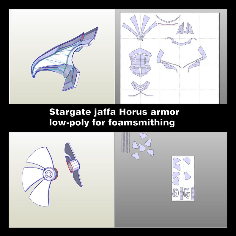 Stargate Jaffa Horus-pantser .BOB low-poly voor schuimsmeden afbeelding 2
