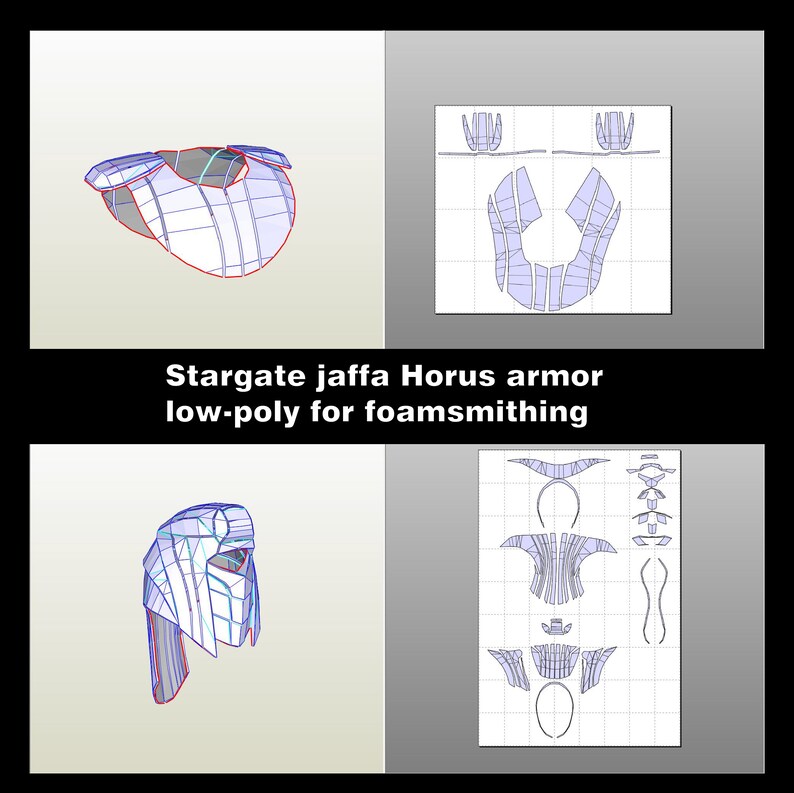 Stargate Jaffa Horus-pantser .BOB low-poly voor schuimsmeden afbeelding 3