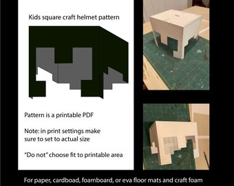 Vierkante knutselhelmpatroon pdf kindermaat