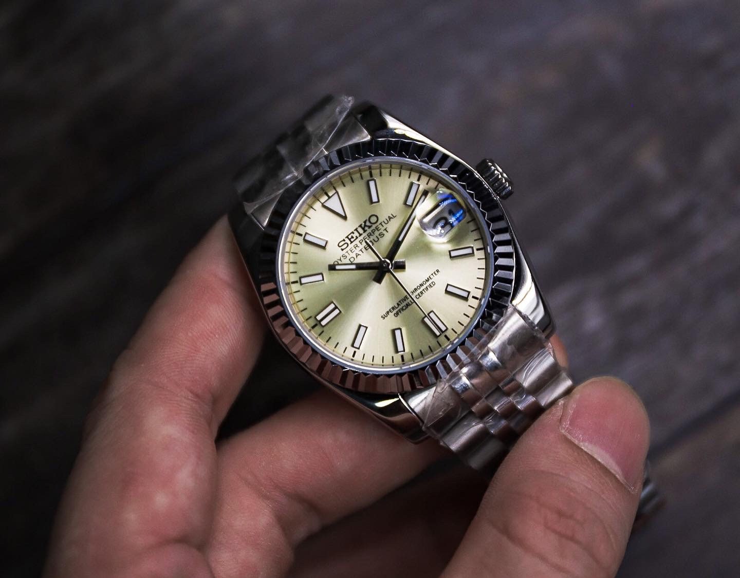 36mm Seiko Champagne Datejust Mod - Etsy