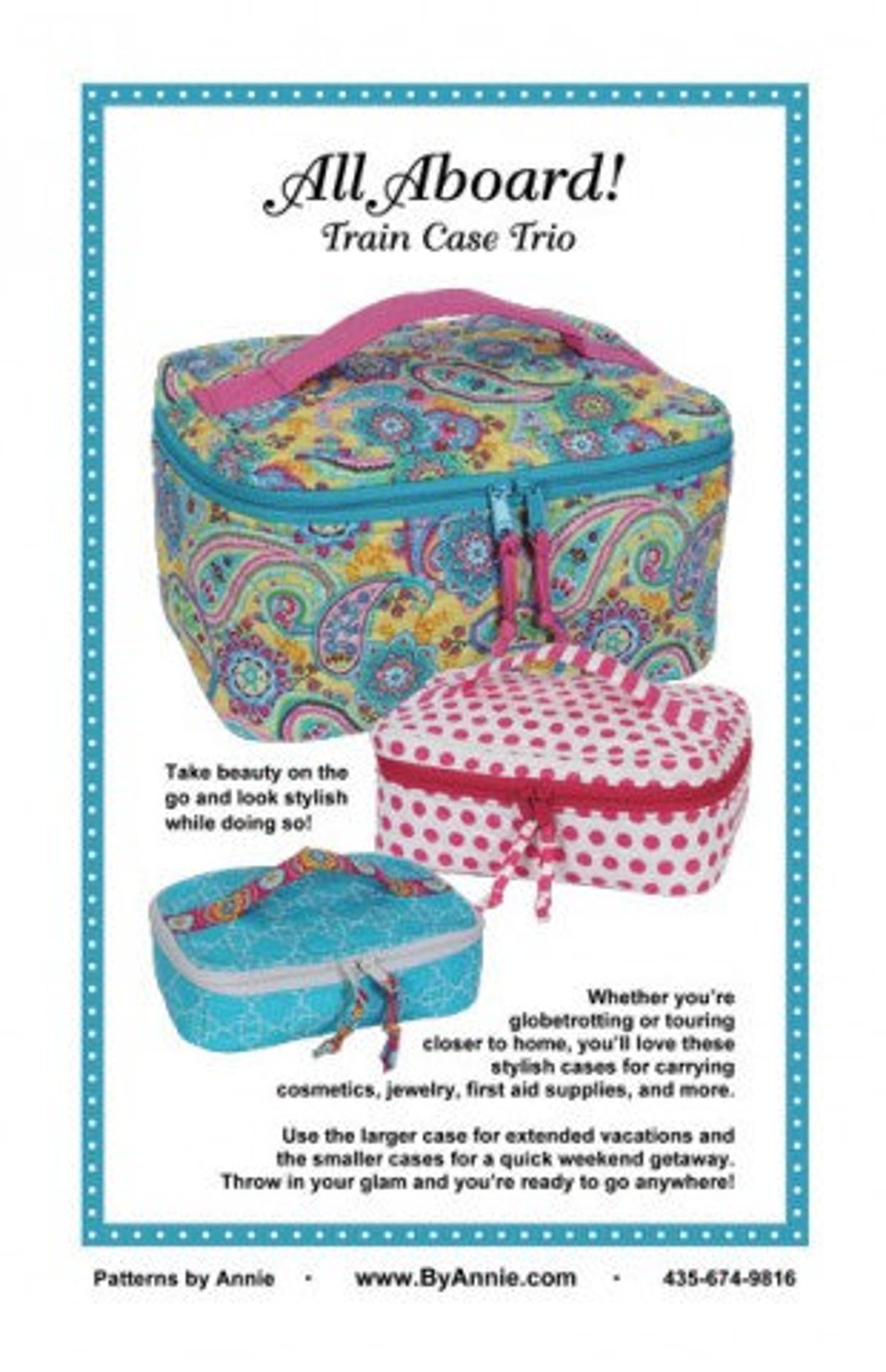 Byannie All Aboard Train Case Trio Pattern Etsy