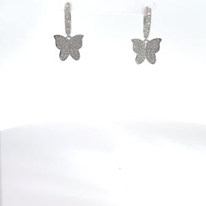100% Authentic moissanite dangle butterfly earrings, VVS1 clarity, Diamond tester Approved.