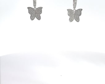 100% Authentic moissanite dangle butterfly earrings, VVS1 clarity, Diamond tester Approved.