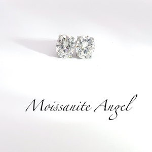 Moissanite earrings studs 4 carats oval shaped