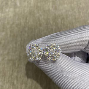 Moissanite earrings Snowflake Cluster studs VVS1 Quality  11mm
