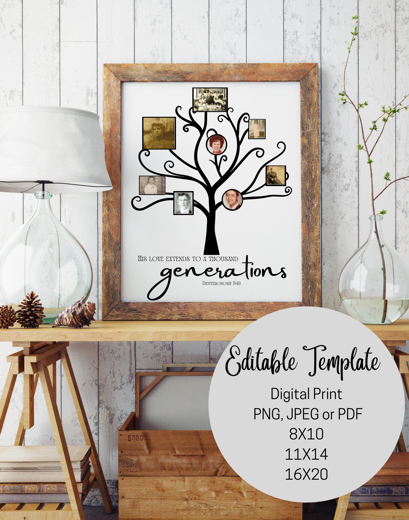 Editable Family Tree Printable With Photos and Bible Verse ...