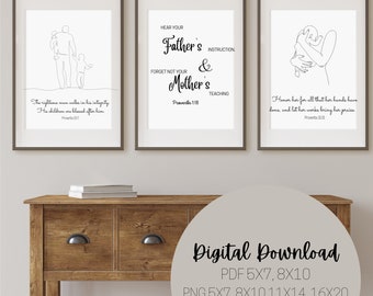 Mother's Day and Father's Day Digital Print - Wall Hanging- Mother and Father Bible Verses- Proverbs- Mother and Father Wall Hanging