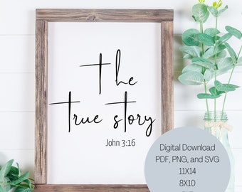 Bible Verse Print -  Three Crosses Print - PNG, SVG, PDF - John 3:16 print- Bible Verse Digital Print - Download