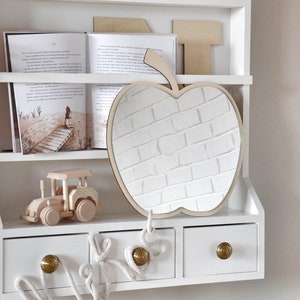 Specchio di sicurezza in compensato acrilico, per cameretta dei bambini, stile mela, stile boho, infrangibile, decorazione da parete. Specchio per bambini, surf