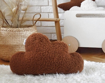 Bouclé-Kissen Wolke, Teddybär, Kinderzimmerdekoration, Boho, Kinderzimmer, Babyzimmer, neutrale Deko für Kinder, dekorative Kissen